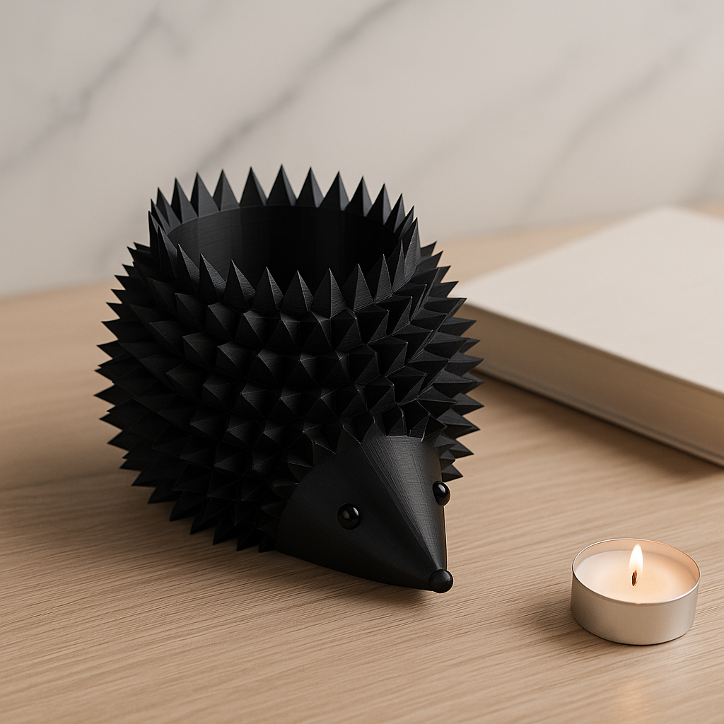 3D Printed Hedgehog Planter: Geometric Succulent Pot, Desk Organizer