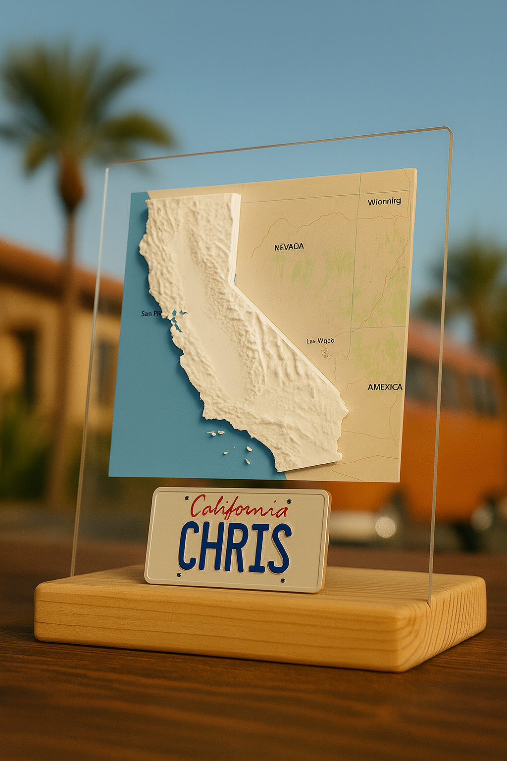 California 3D Wooden Map Wall Art: Custom Topographic Relief