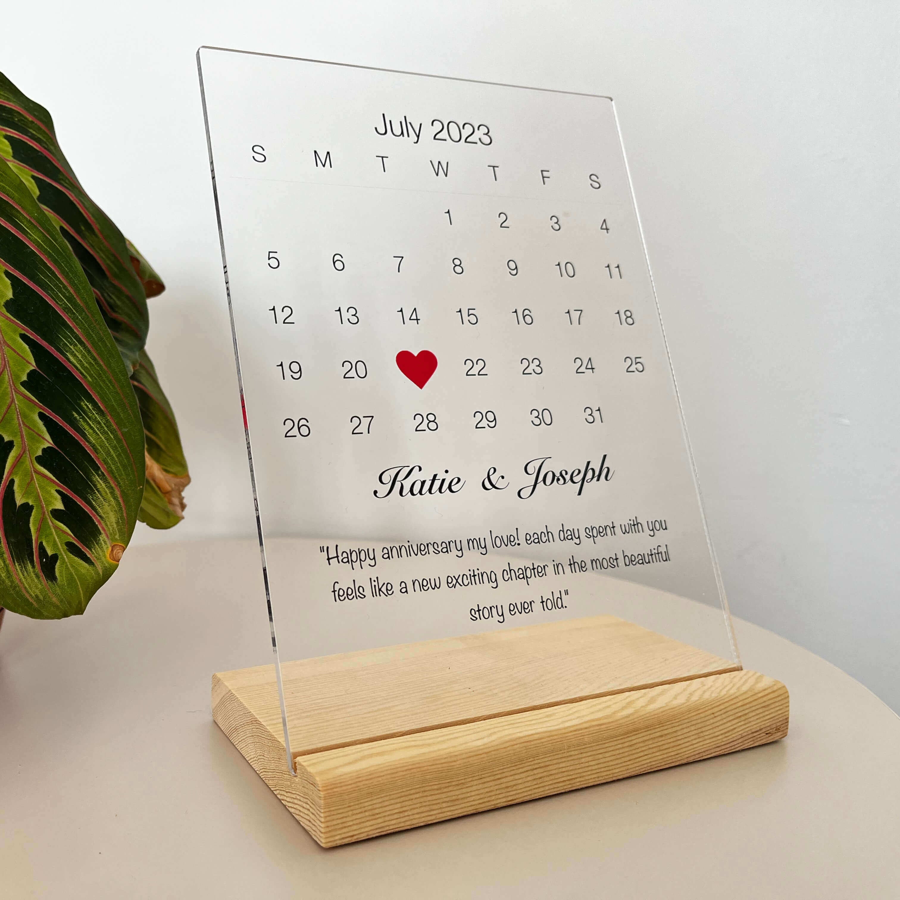 Calendar Anniversary Acrylic Plaque Gift