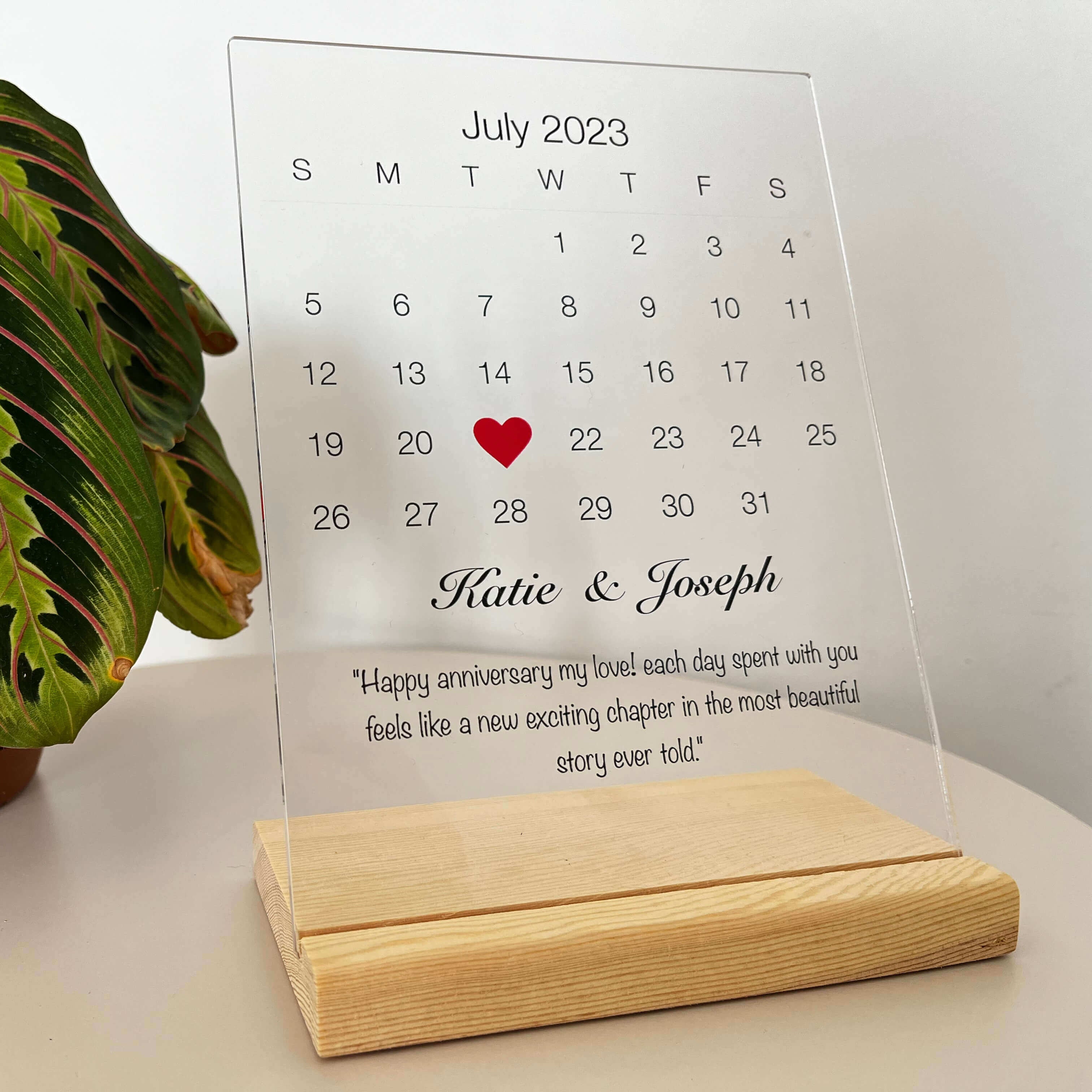 Calendar Anniversary Acrylic Plaque Gift