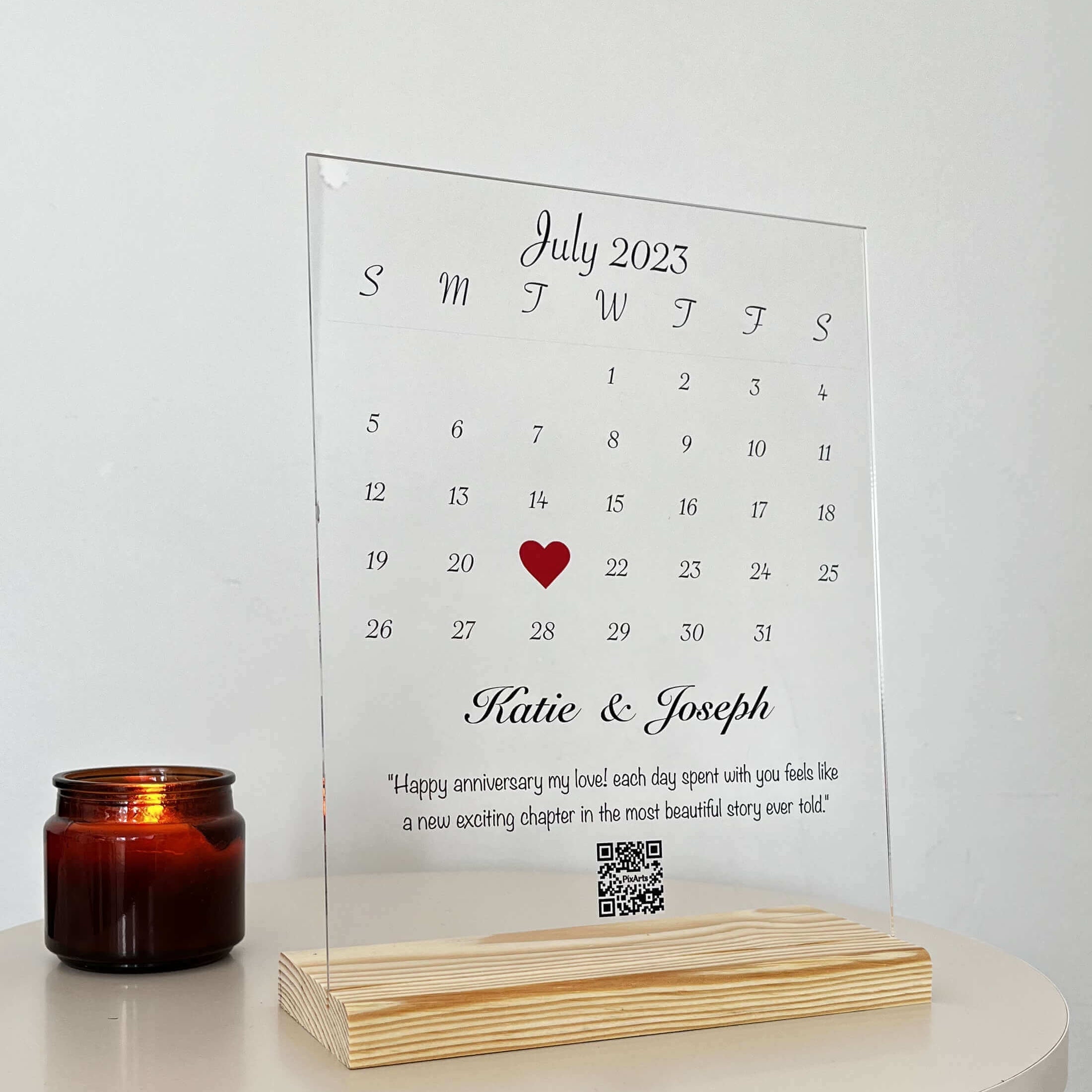 Calendar Anniversary Acrylic Plaque Gift