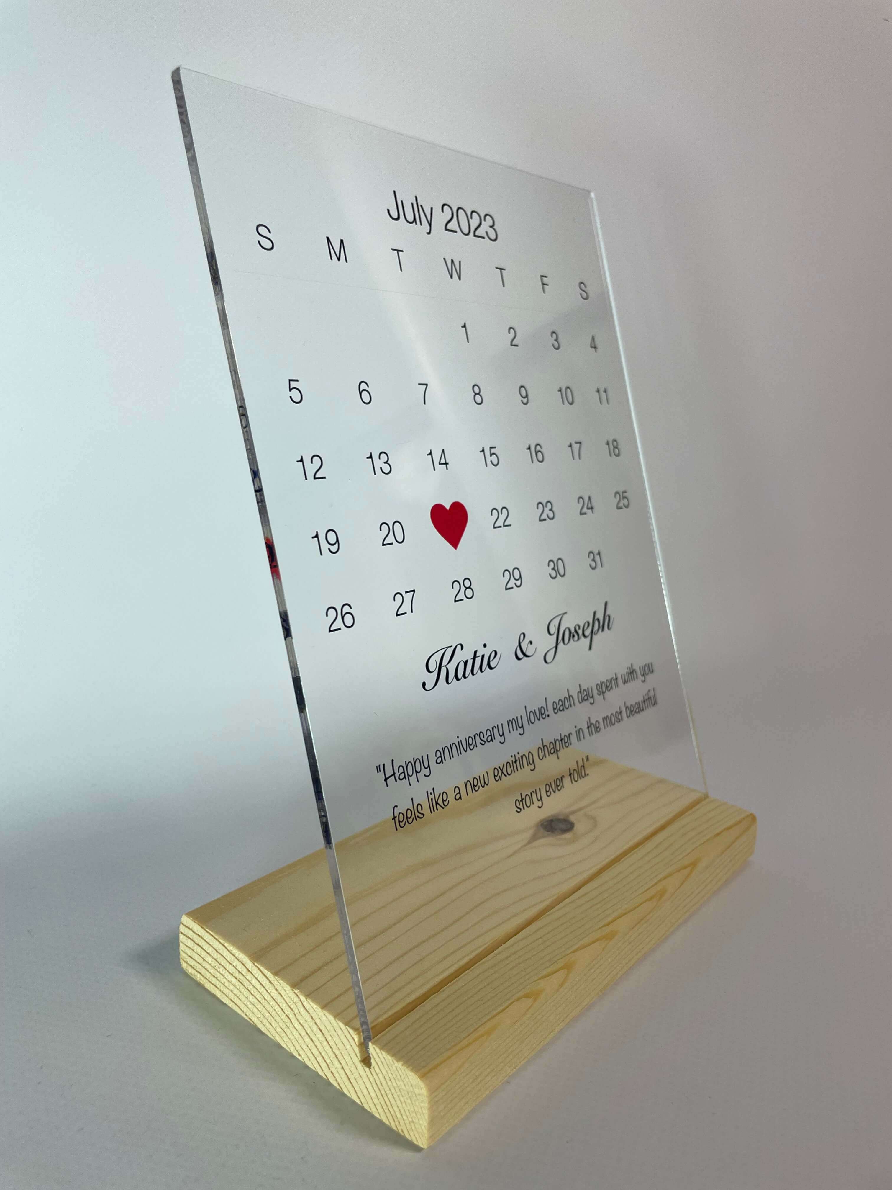Calendar Anniversary Acrylic Plaque Gift