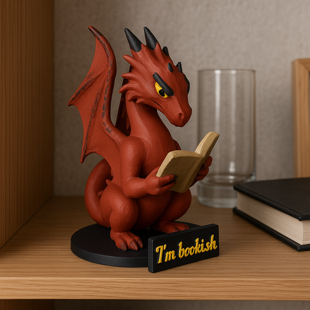 Personalized Reading Dragon Figurine: Fantasy Bookshelf Decor