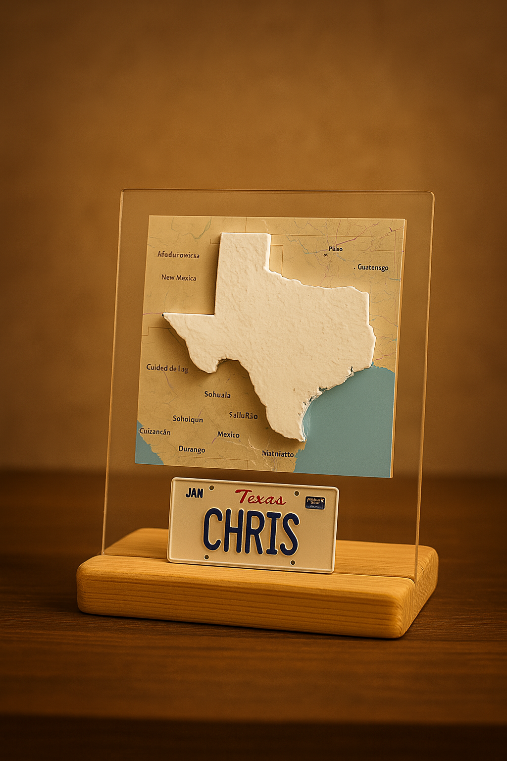 Personalized 3D Texas Relief Map: Custom Travel Gift