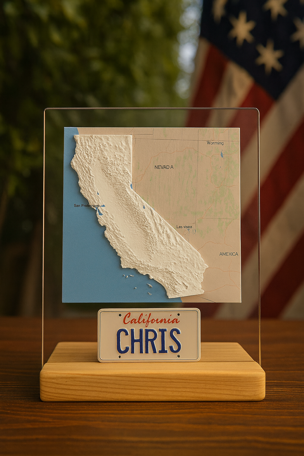 California 3D Wooden Map Wall Art: Custom Topographic Relief