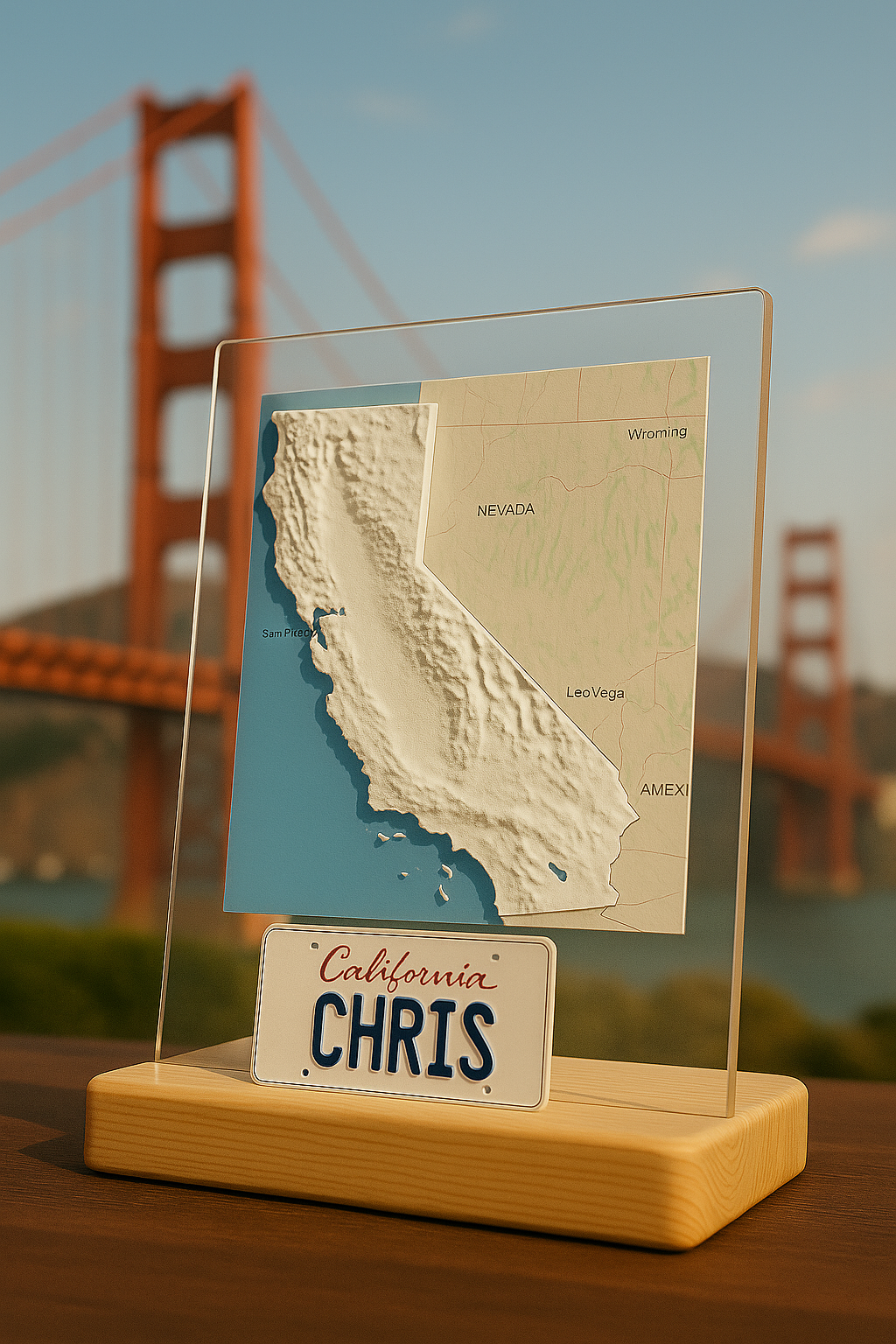 California 3D Wooden Map Wall Art: Custom Topographic Relief