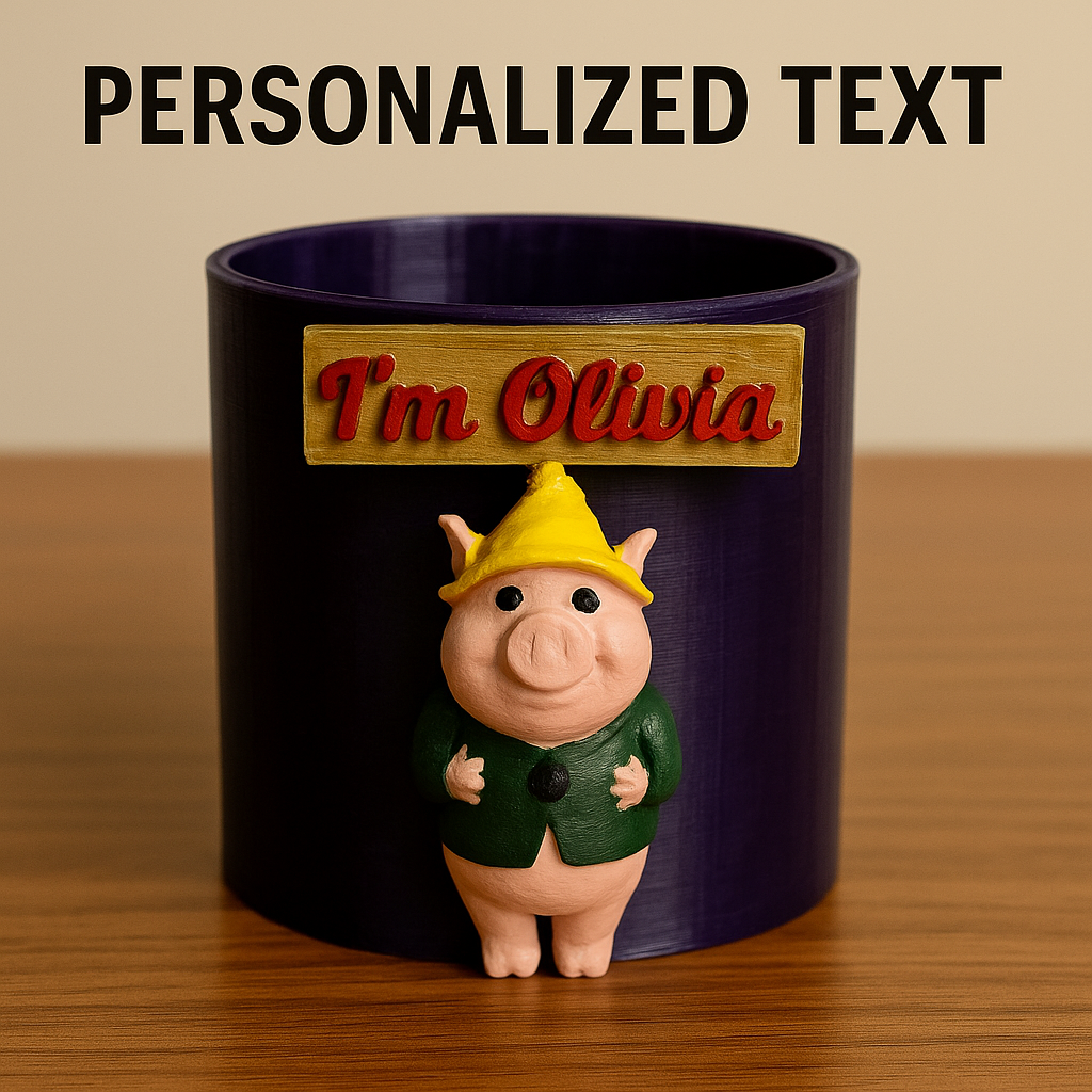Personalized Name Pen Holder: 3D Printed Animal Desk Organizer