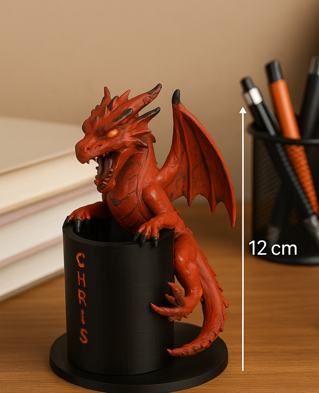 Personalized Dragon Pen Holder: Custom Name 3D Printed Desk Organizer