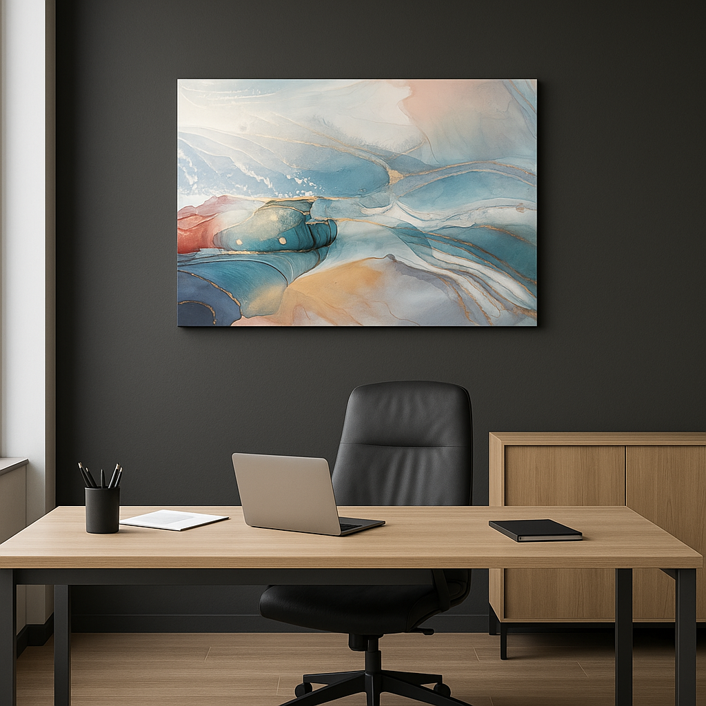 Blue & Orange Glass Wall Art – Modern Abstract Tempered Glass Decor