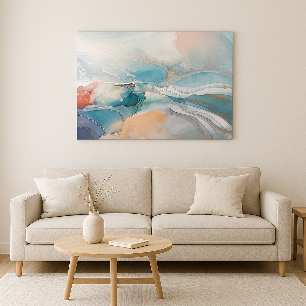 Blue & Orange Glass Wall Art – Modern Abstract Tempered Glass Decor