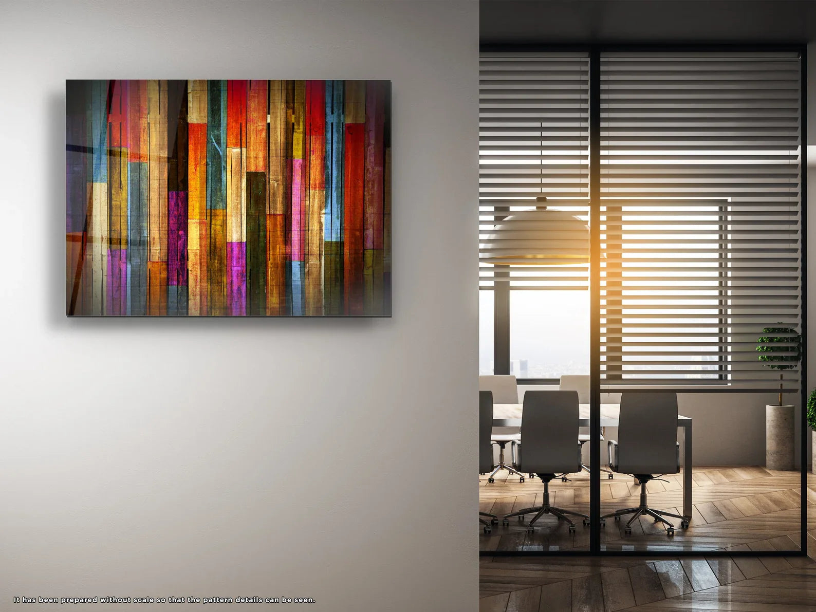 Colorful Wooden Glass Wall Art Durable Printing Hangings Modern Large