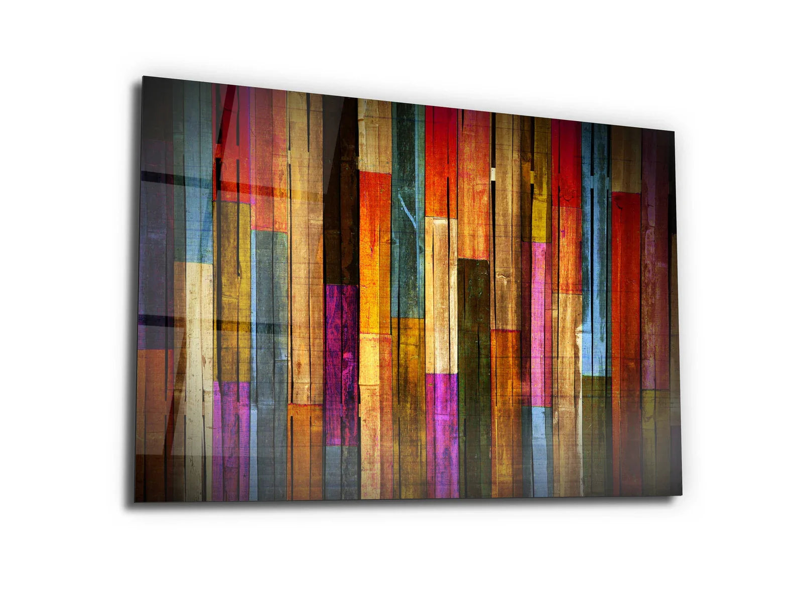 Colorful Wooden Glass Wall Art Durable Printing Hangings Modern Large