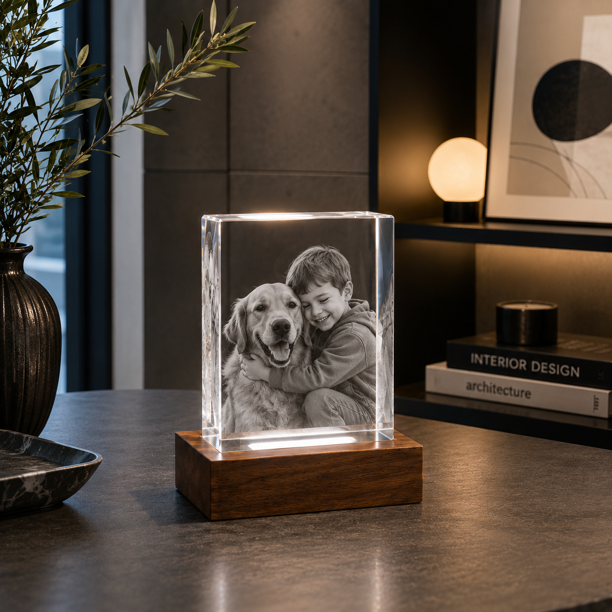 Custom 3D Photo Crystal Block – Rectangle Laser Etched Glass Keepsake