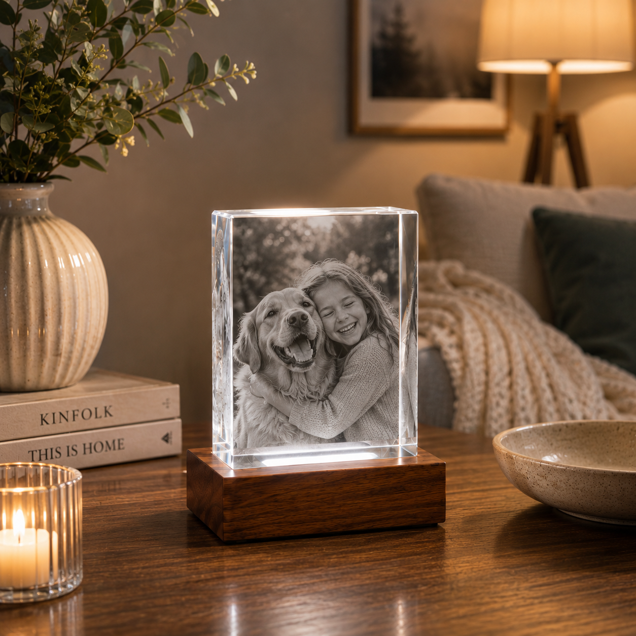 Custom 3D Photo Crystal Block – Rectangle Laser Etched Glass Keepsake