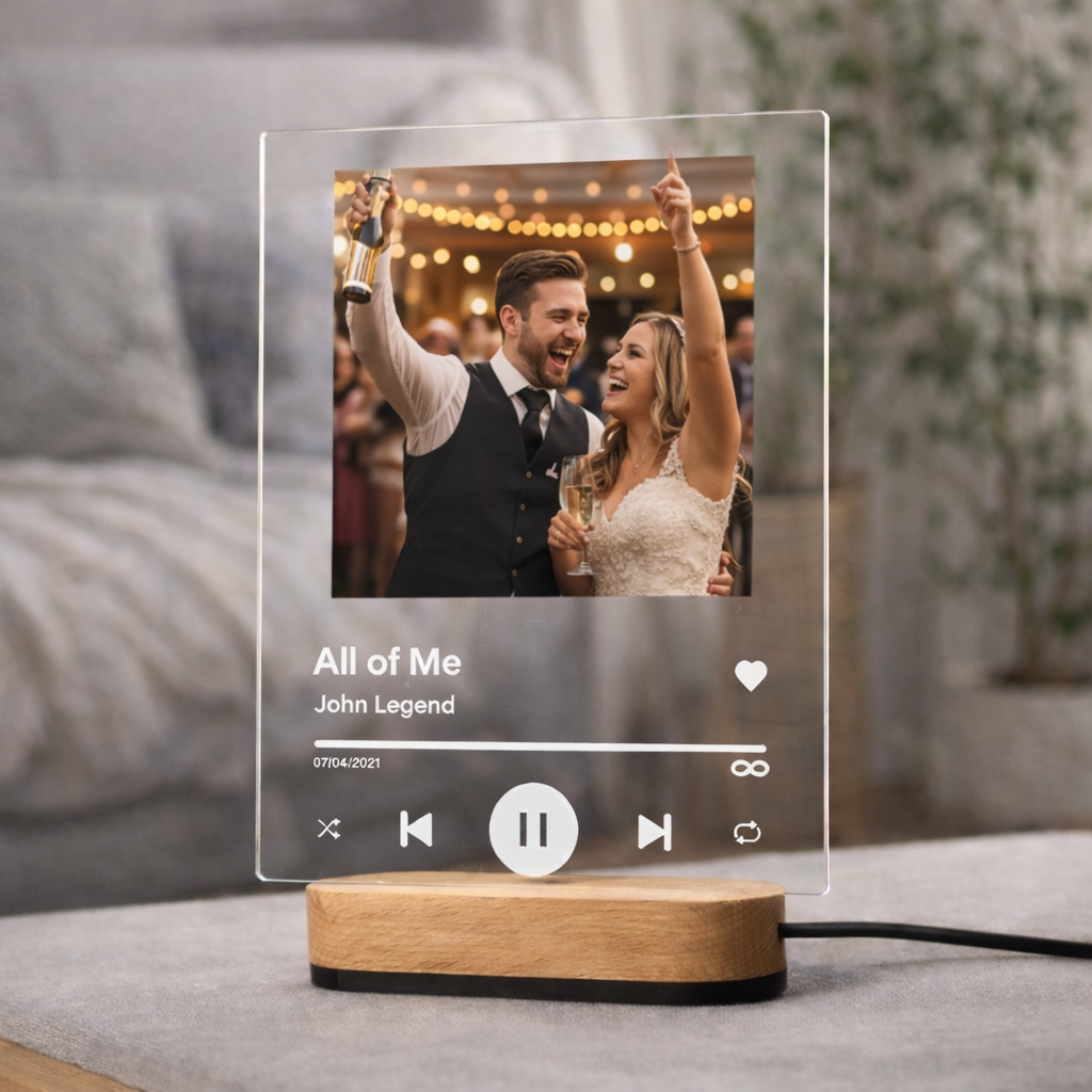 Personalized acrylic music plaque with wedding photo
