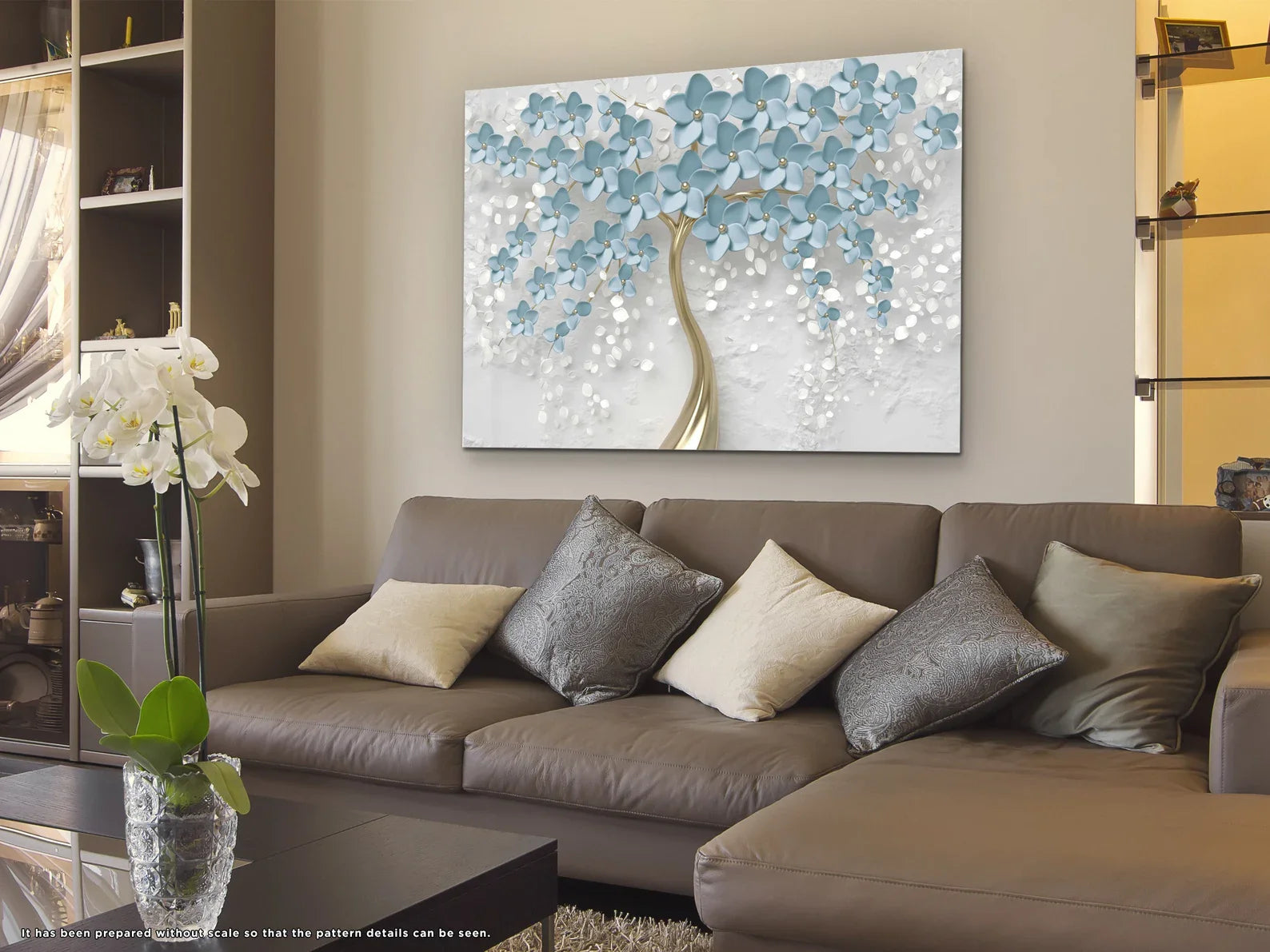 Glass Wall Art Prints Blue Flowers UV Printing Decor