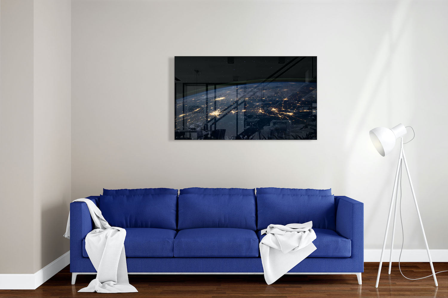 World From Space Tempered Glass Wall Art