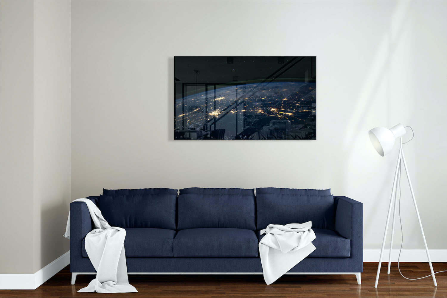 World From Space Tempered Glass Wall Art