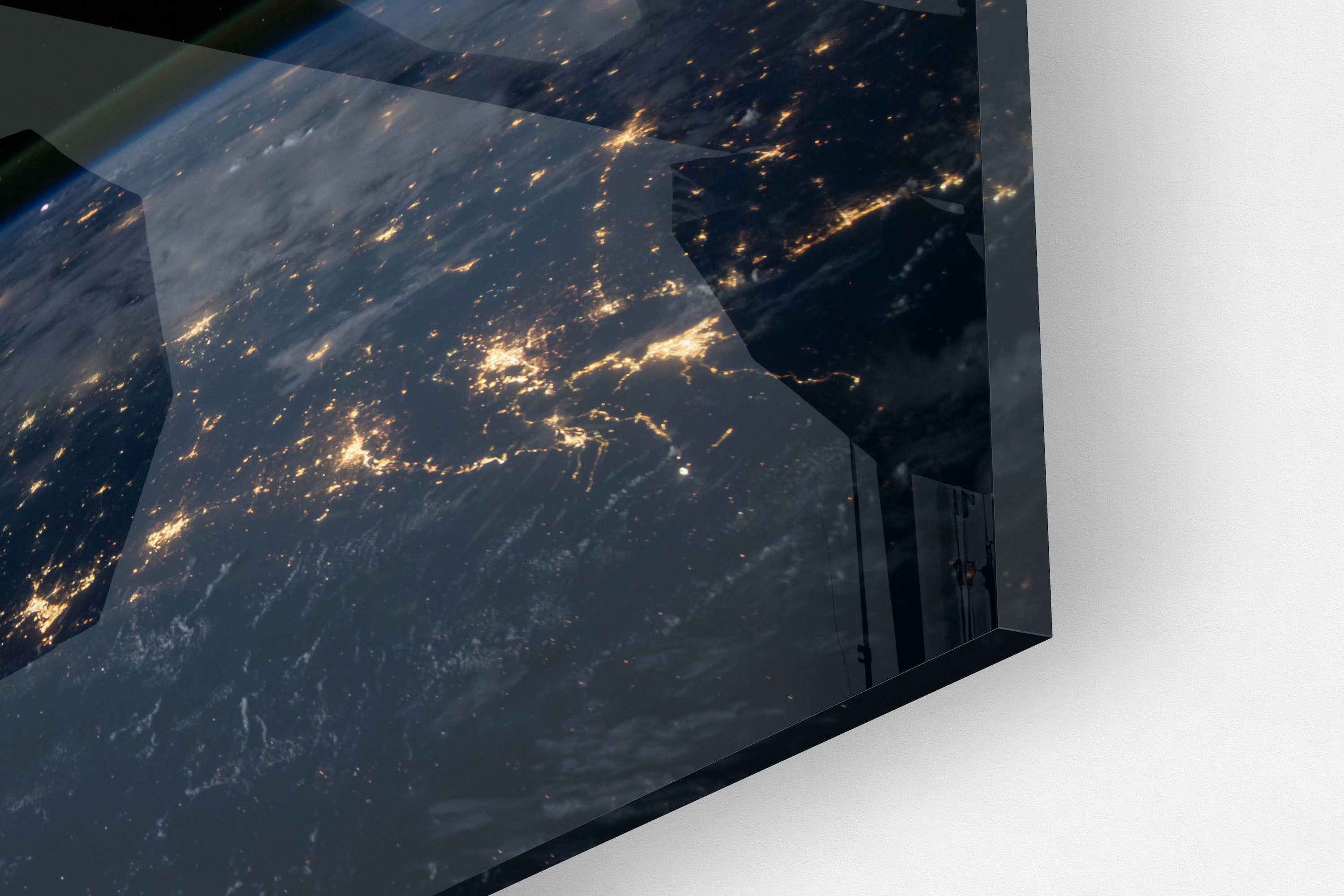 World From Space Tempered Glass Wall Art