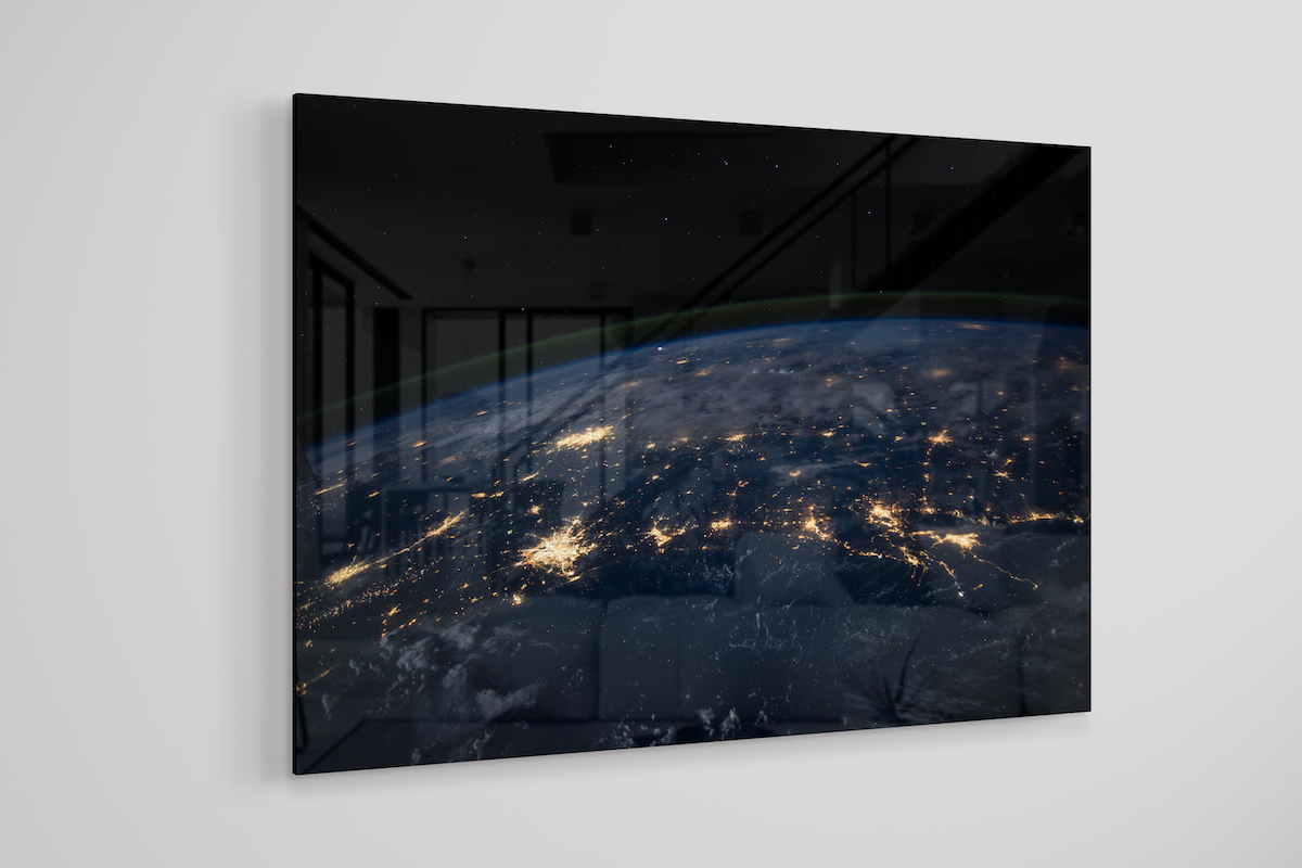 World From Space Tempered Glass Wall Art