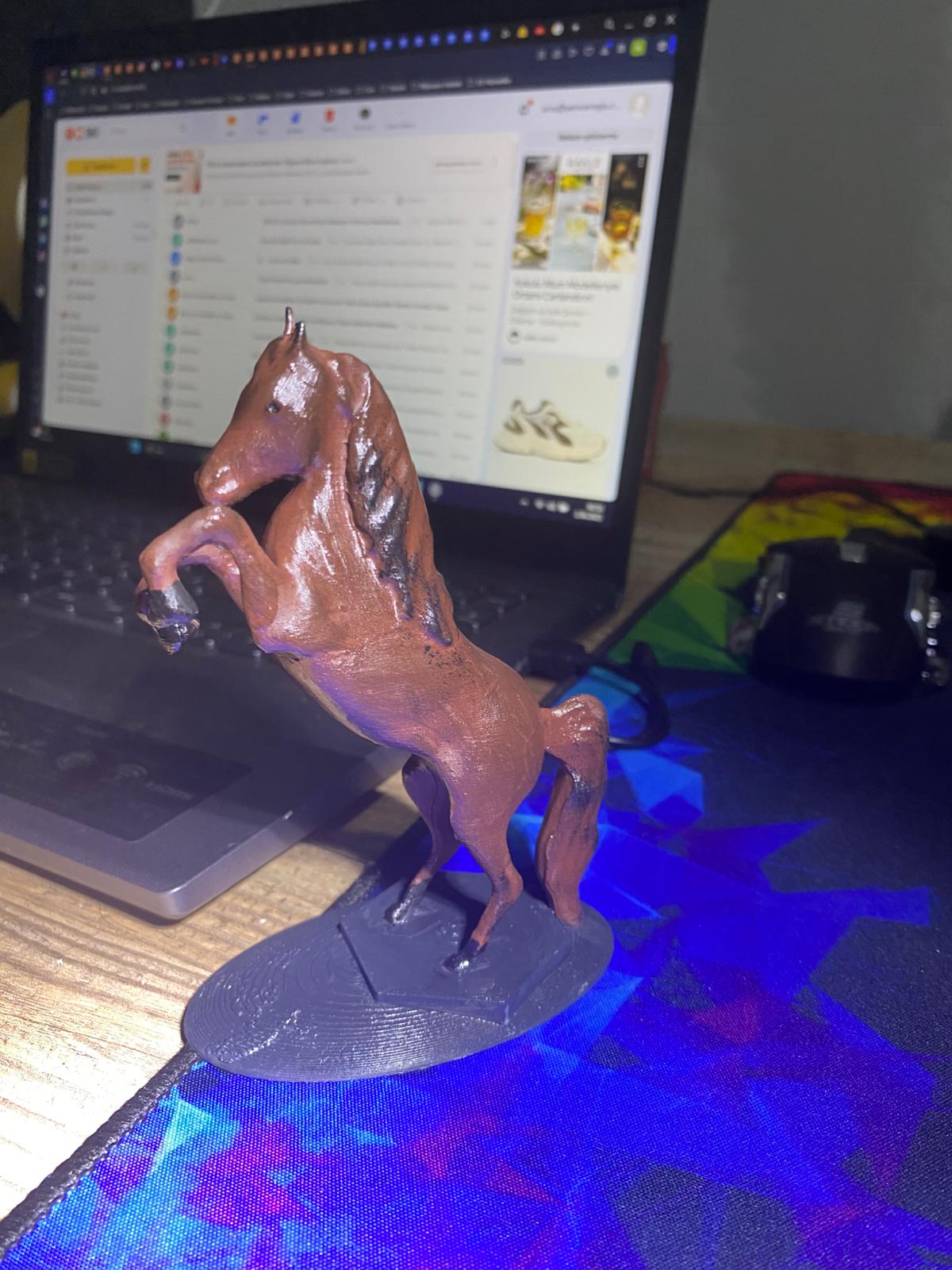 Rearing Stallion Figurine: Custom 3D Printed Horse Desk Ornament