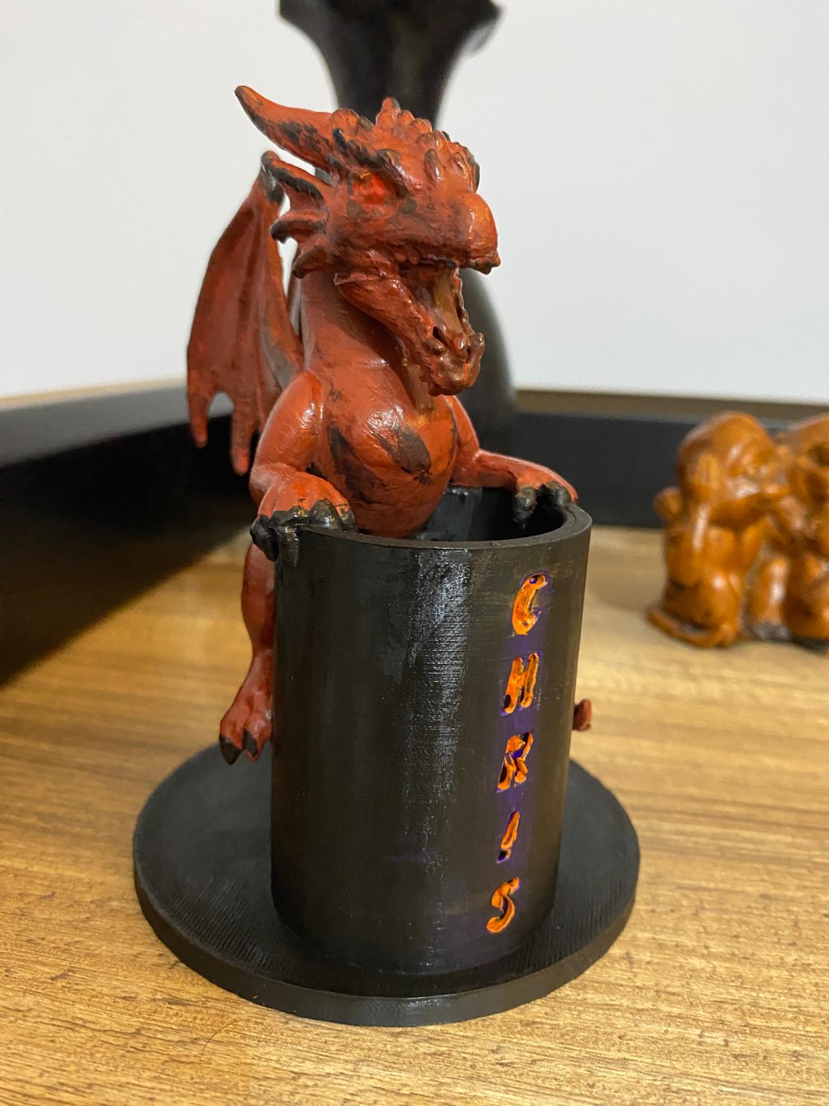 Personalized Dragon Pen Holder: Custom Name 3D Printed Desk Organizer
