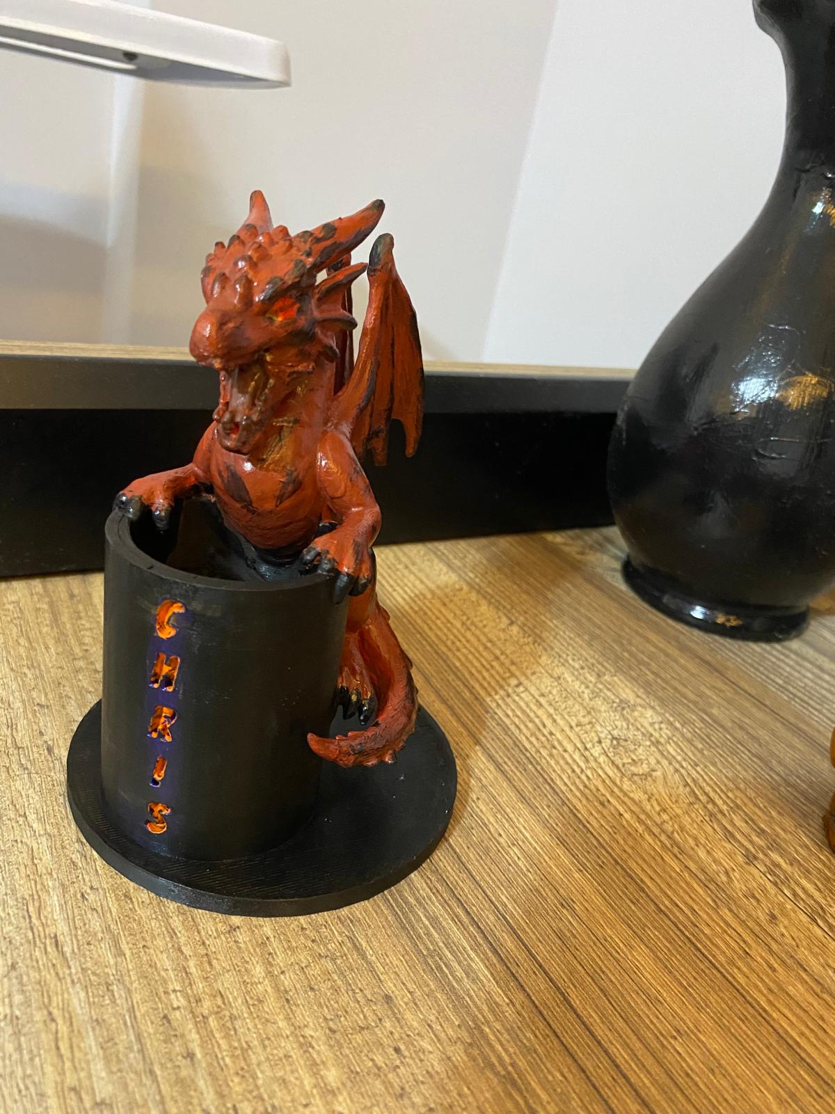 Personalized Dragon Pen Holder: Custom Name 3D Printed Desk Organizer