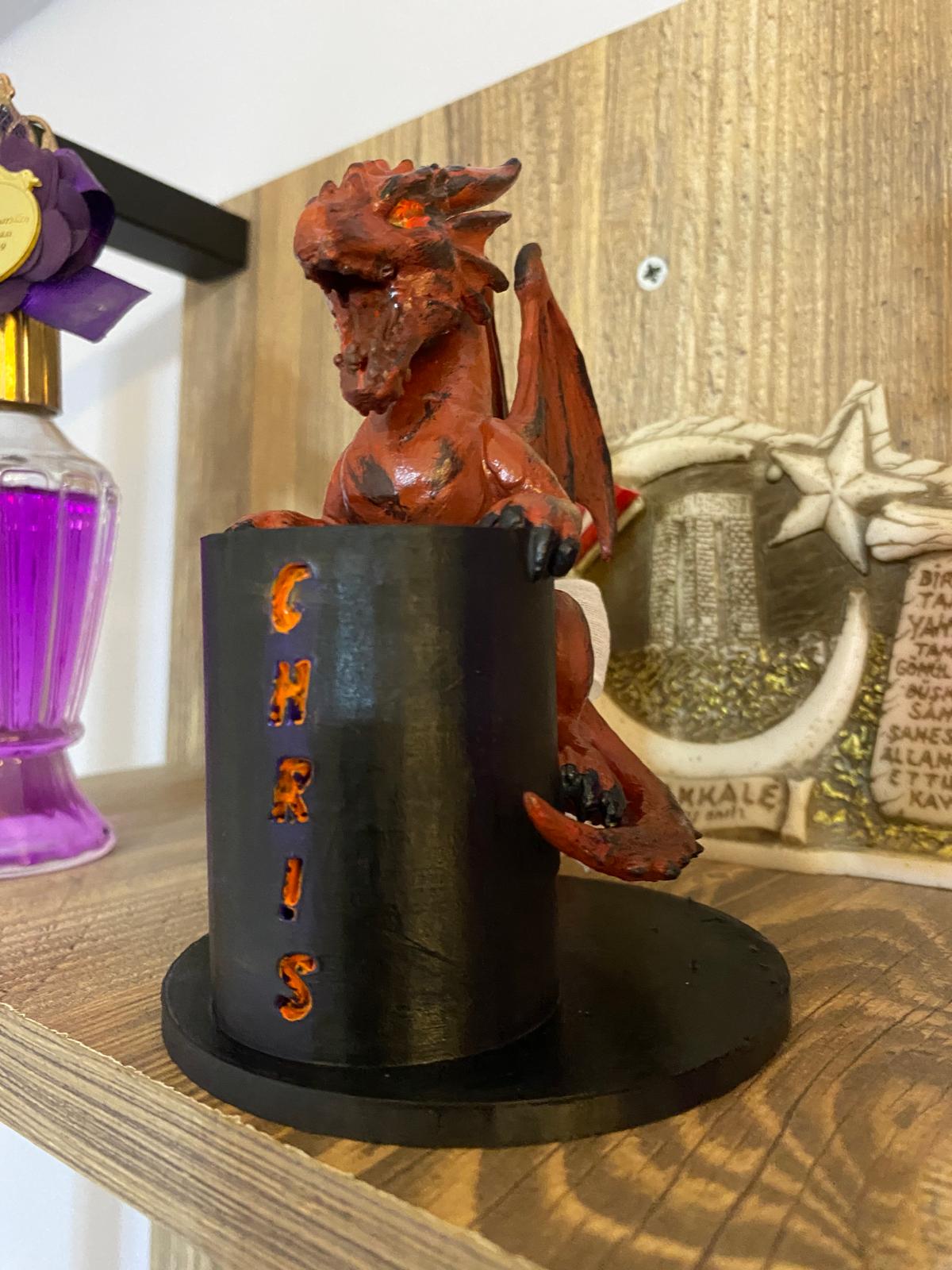 Personalized Dragon Pen Holder: Custom Name 3D Printed Desk Organizer