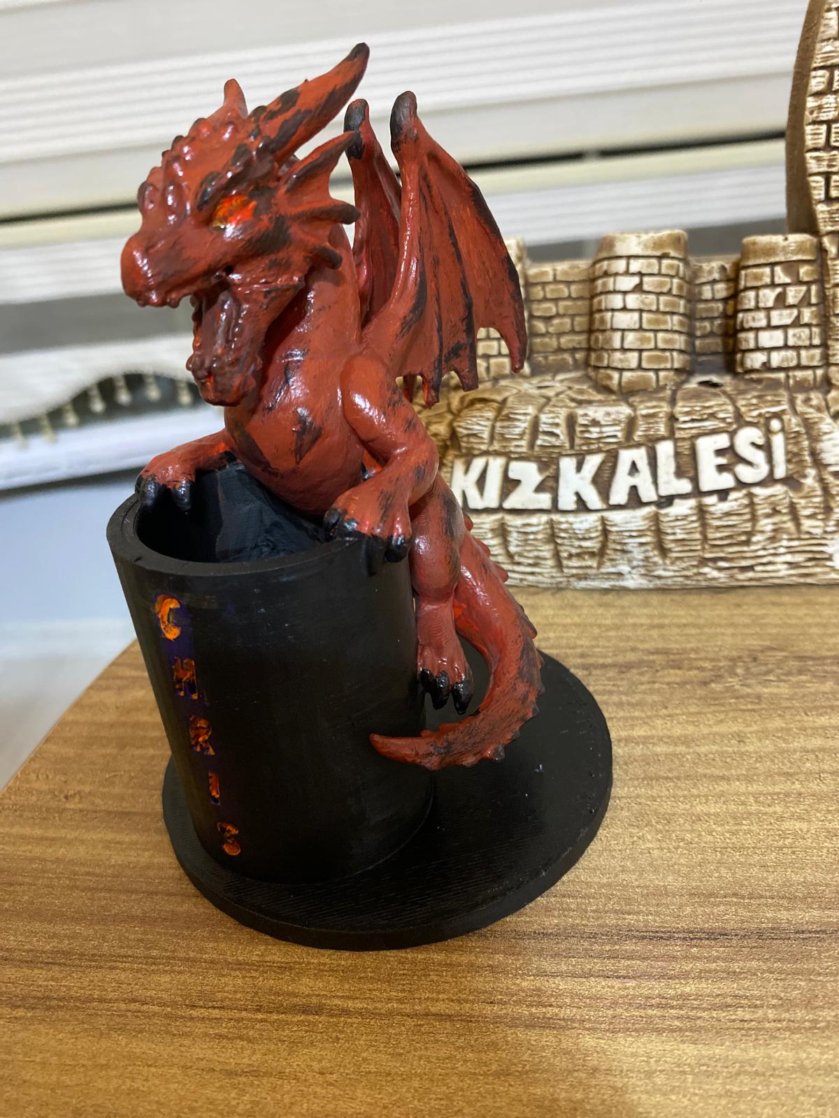 Personalized Dragon Pen Holder: Custom Name 3D Printed Desk Organizer