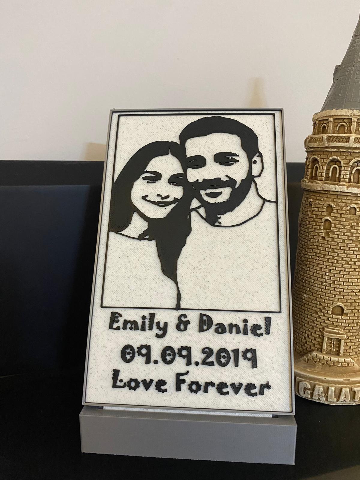 Personalized Charcoal Style Portrait Plaque – Custom Sketch Keepsake