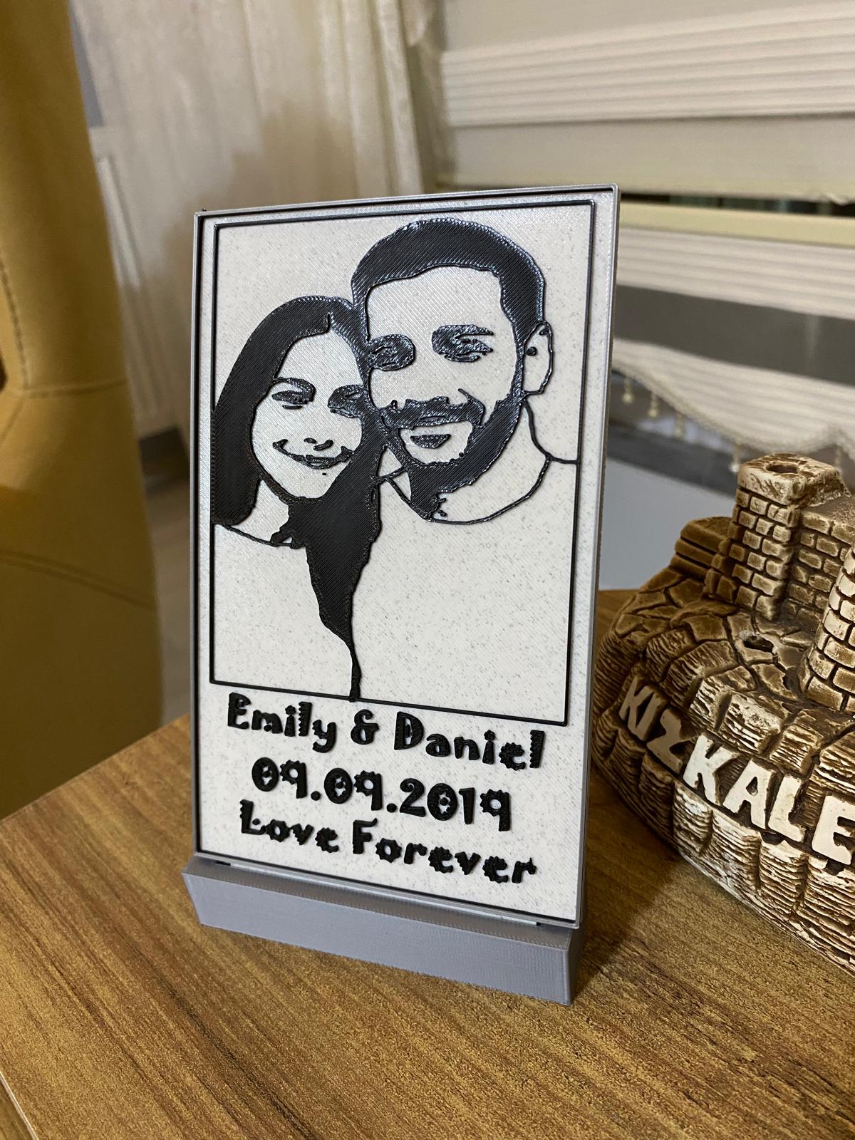 Personalized Charcoal Style Portrait Plaque – Custom Sketch Keepsake