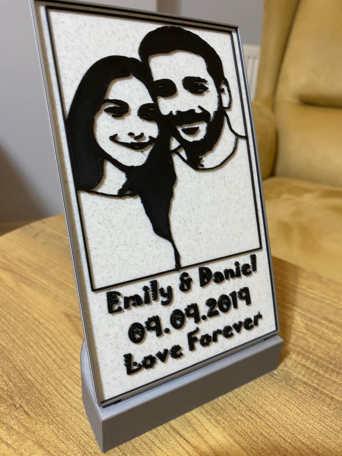 Personalized Charcoal Style Portrait Plaque – Custom Sketch Keepsake