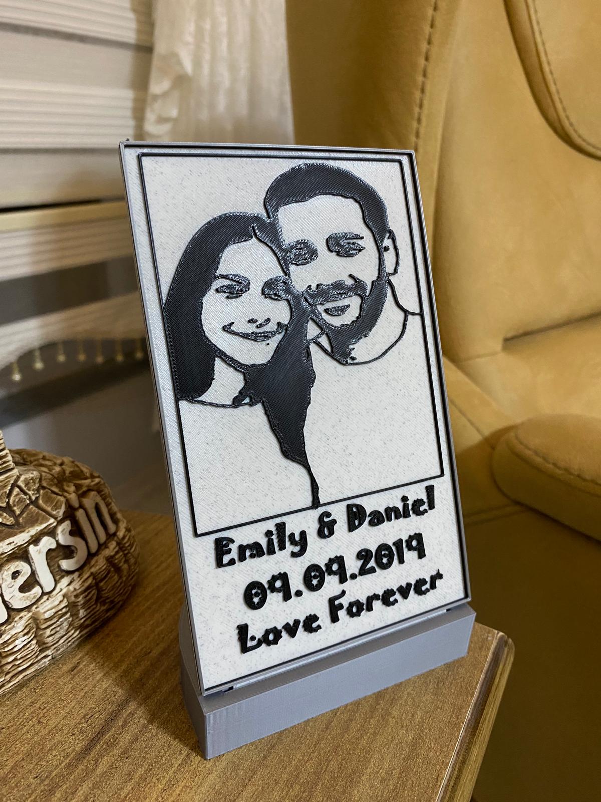 Personalized Charcoal Style Portrait Plaque – Custom Sketch Keepsake