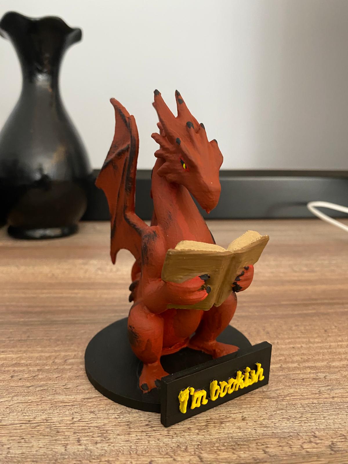 Personalized Reading Dragon Figurine: Fantasy Bookshelf Decor