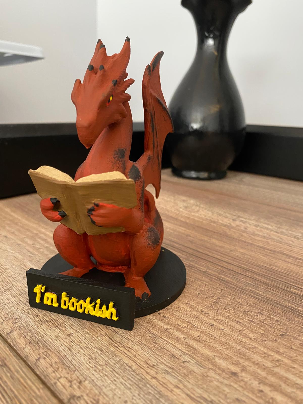 Personalized Reading Dragon Figurine: Fantasy Bookshelf Decor