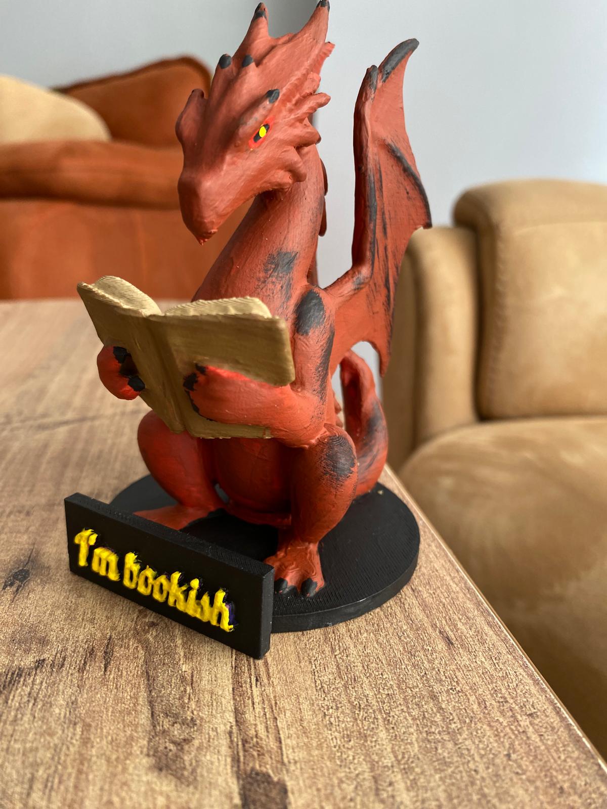 Personalized Reading Dragon Figurine: Fantasy Bookshelf Decor