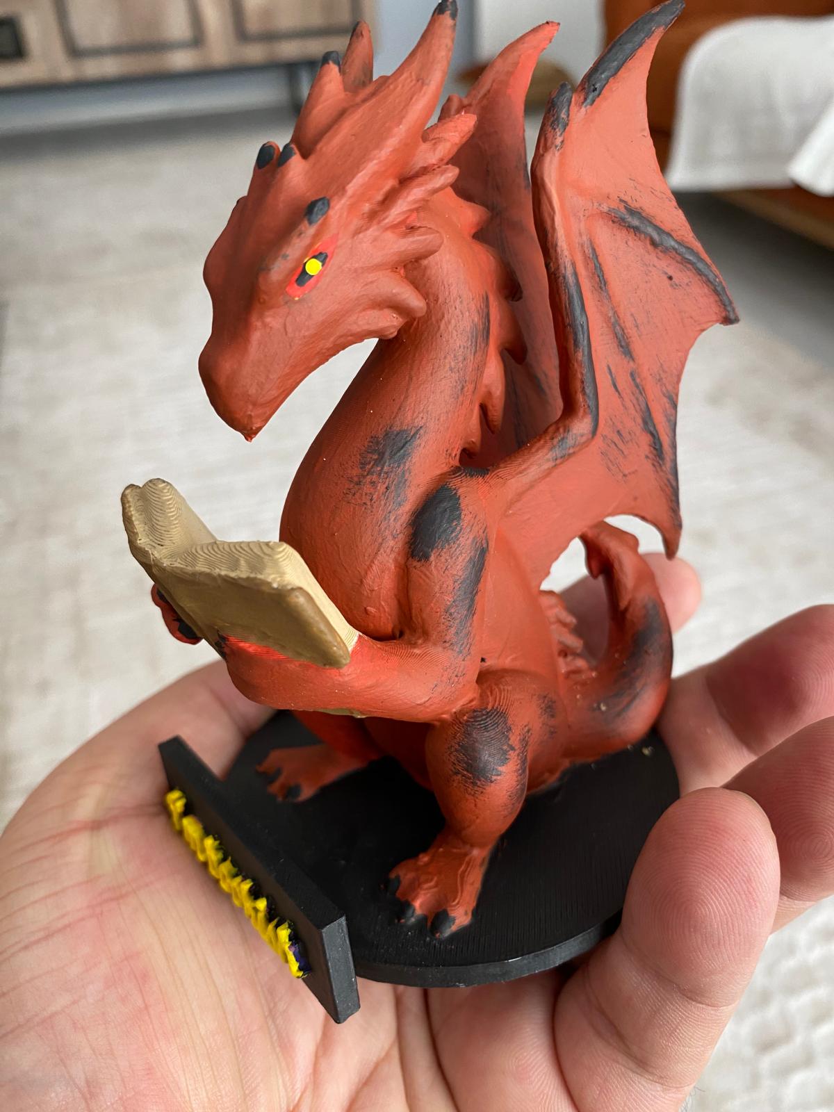 Personalized Reading Dragon Figurine: Fantasy Bookshelf Decor