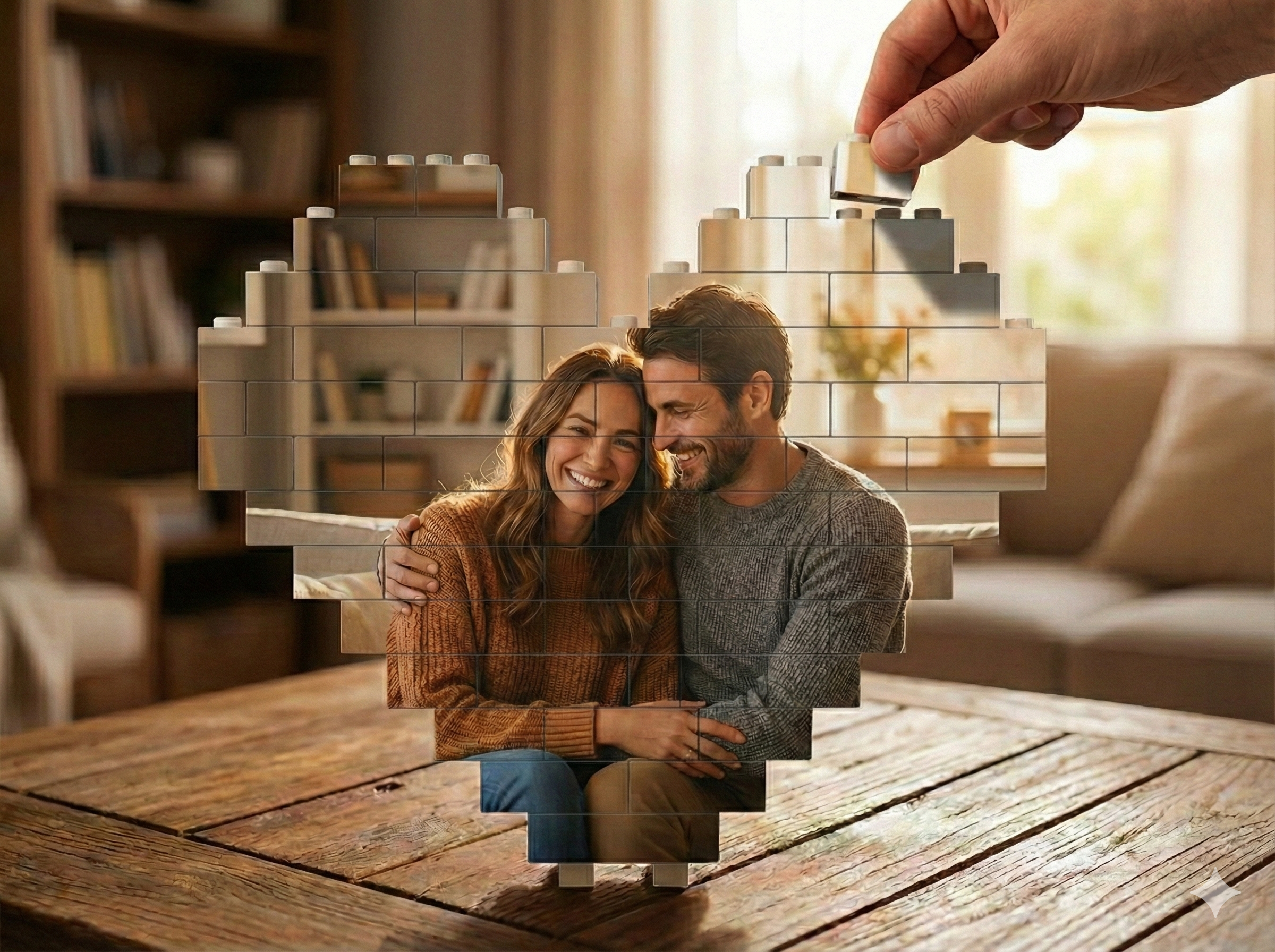 Custom building brick photo gift display