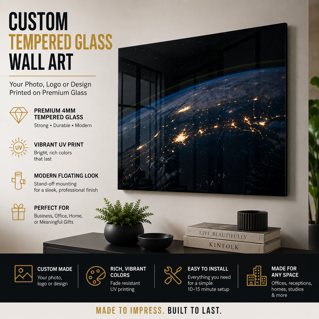 Custom Tempered Glass Wall Art – Personalized Photo & Business Logo Print