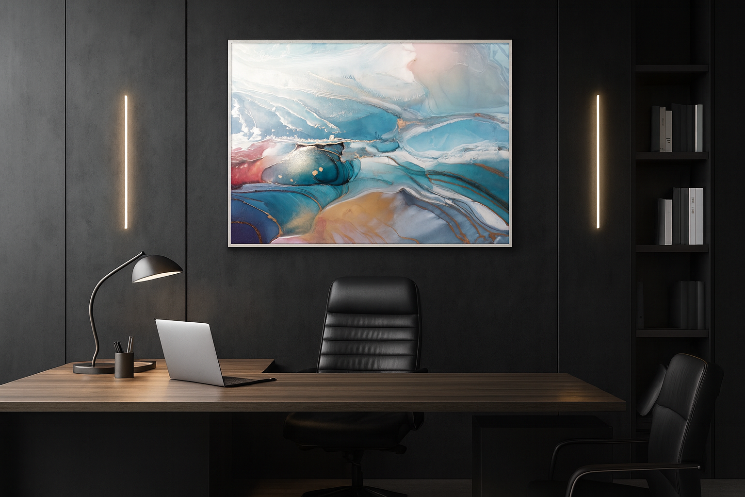 Blue & Orange Glass Wall Art – Modern Abstract Tempered Glass Decor