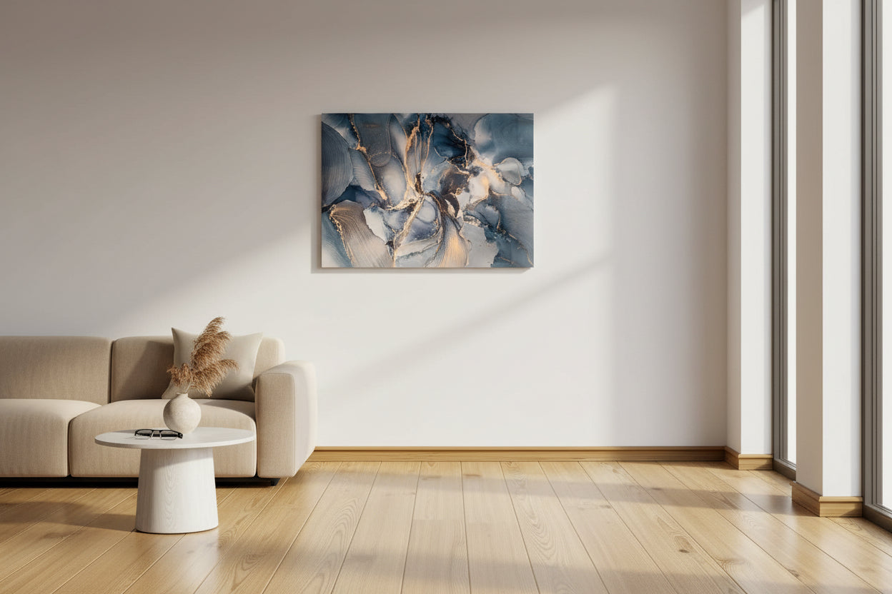 Abstract tempered glass art interior example