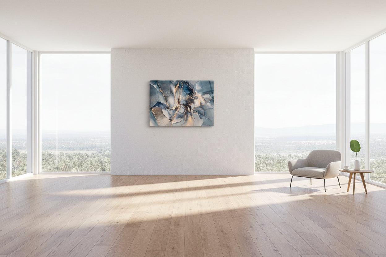 Glossy blue gray wall panel product view