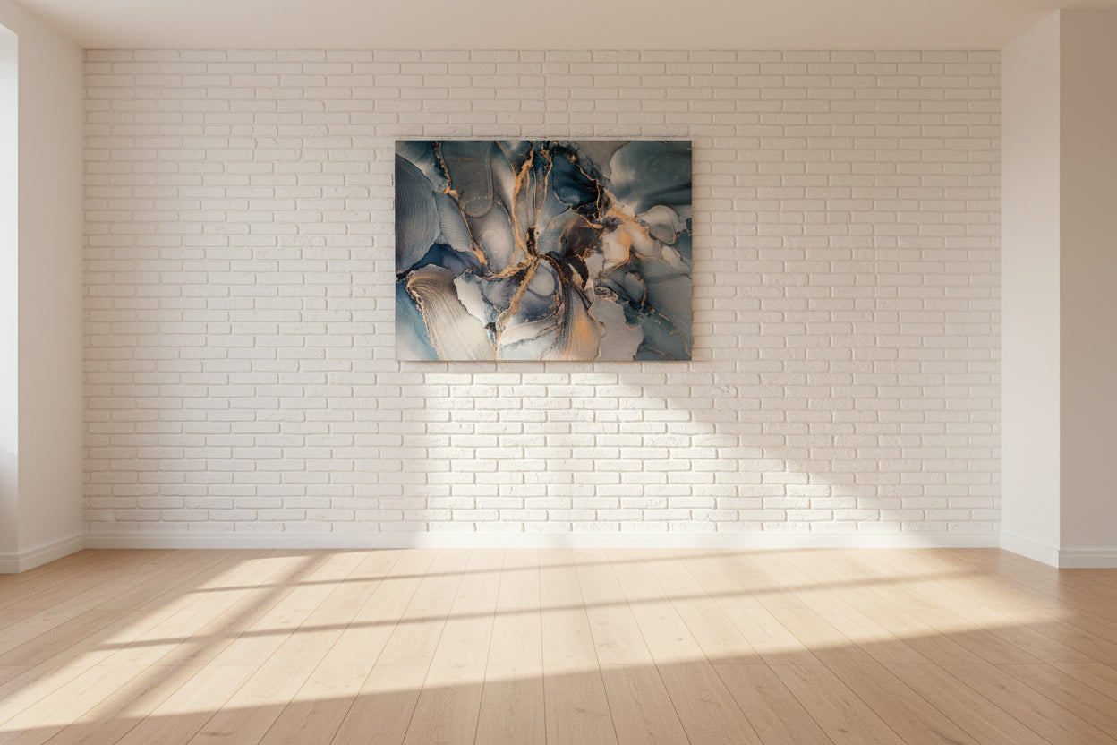Modern blue gray abstract glass decor