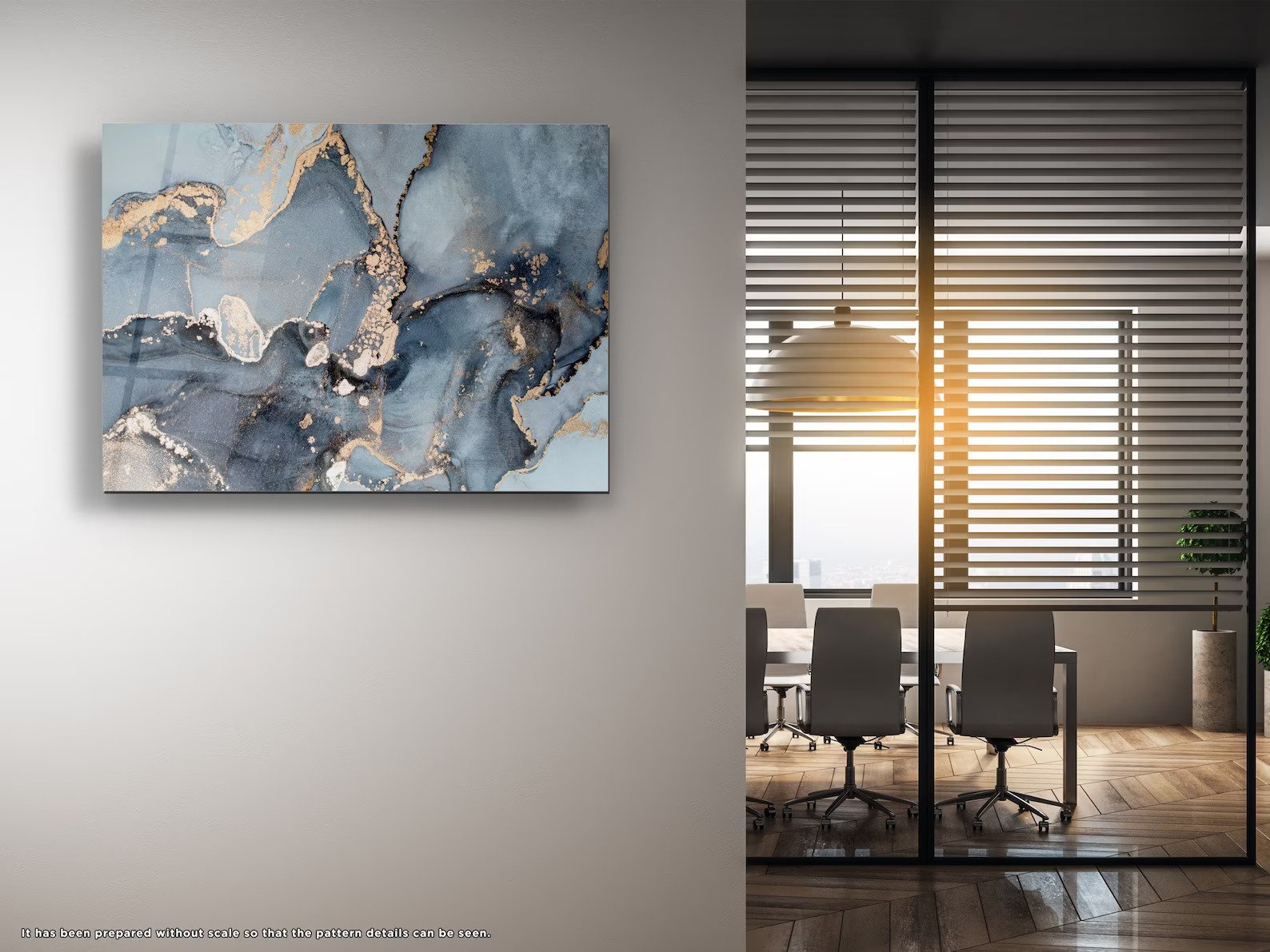 Glass Wall Art Gift, Housewarming Italian Tempered Blue Gray Abstract
