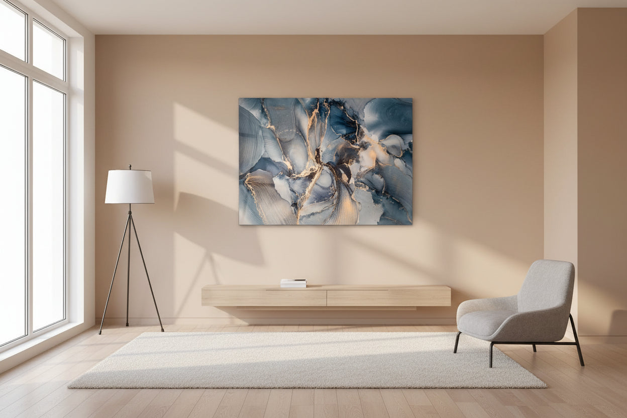 Large abstract glass wall decor display