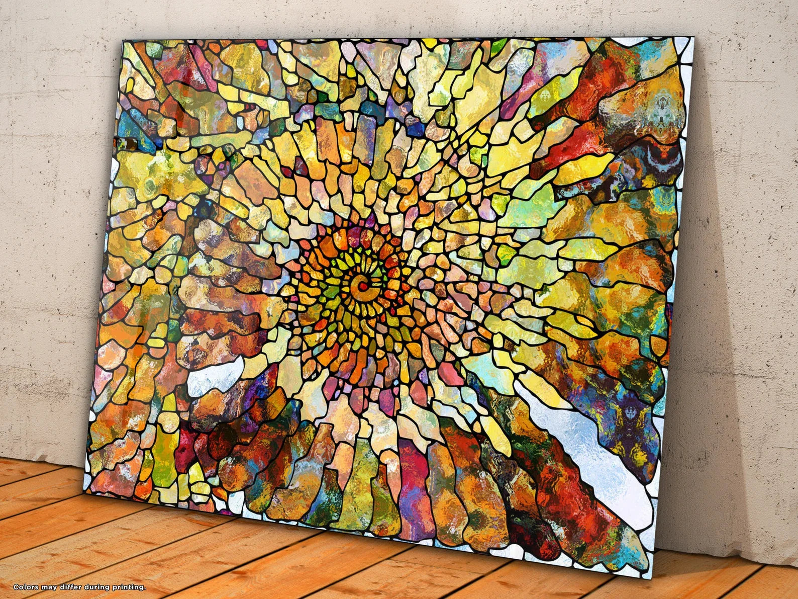 Golden Flowers Glass Wall Art Large Decor Housewarming Gift Modern