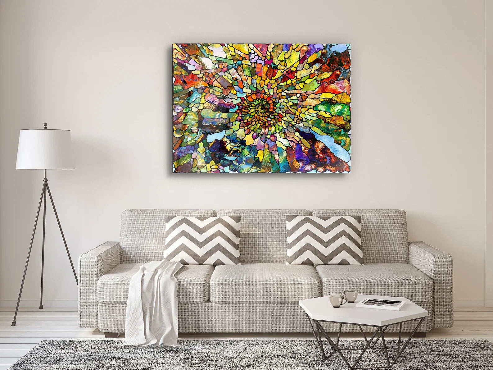 Glass Mosaic Wall Art Durable Panel Printing Decor Tempered Gift Large