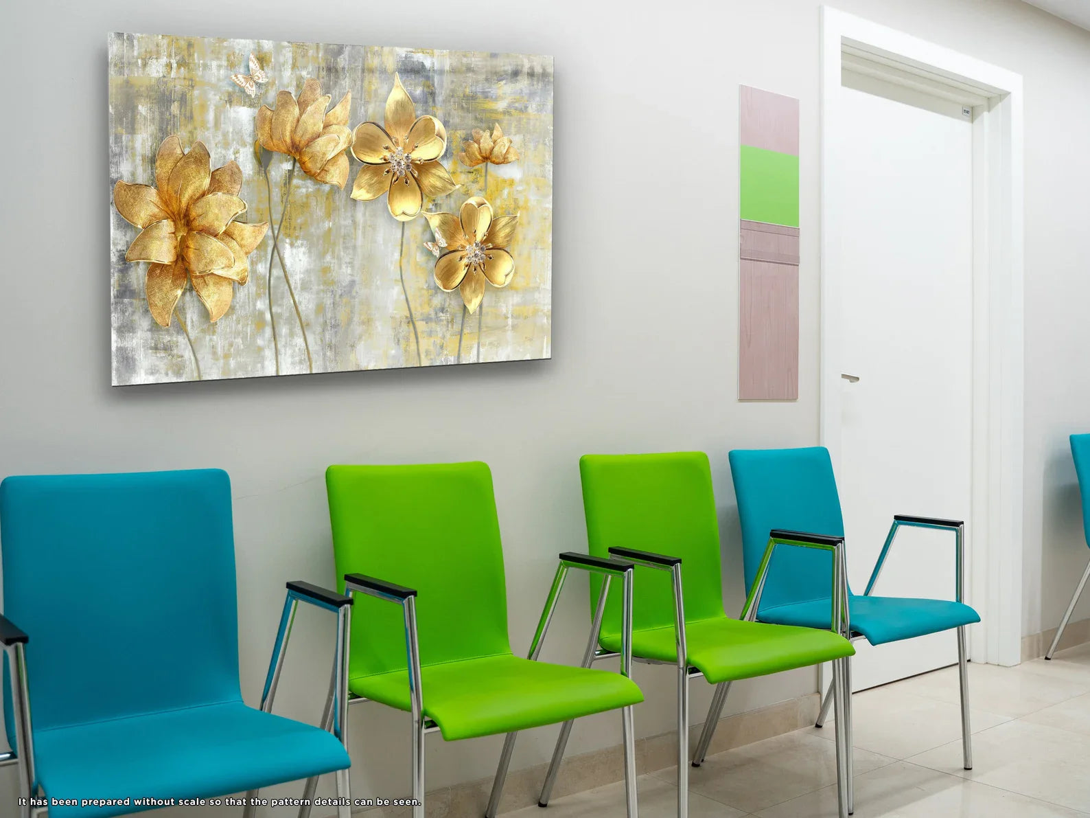 Golden Flowers Glass Wall Art Large Decor Housewarming Gift Modern