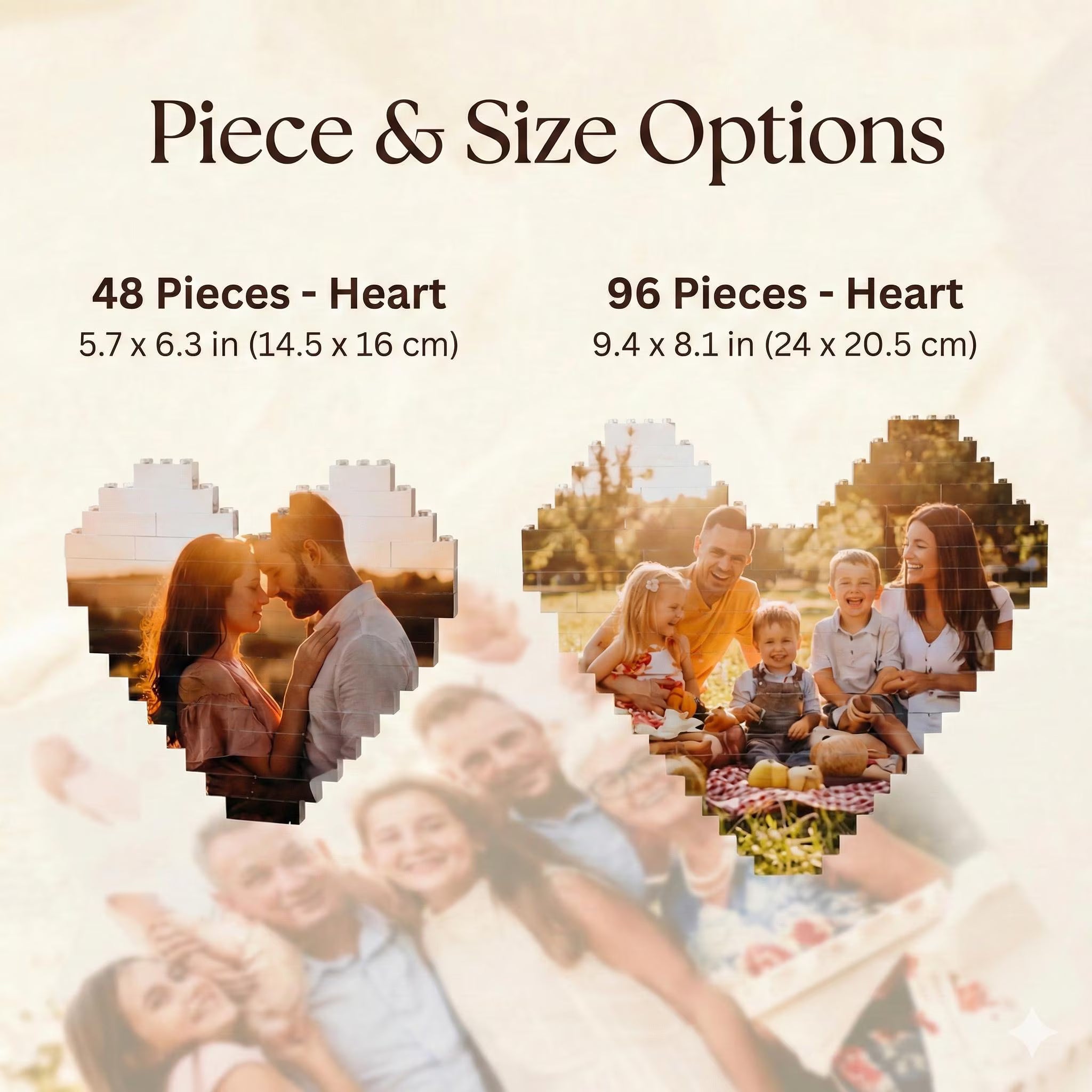 Custom heart shaped photo block puzzle