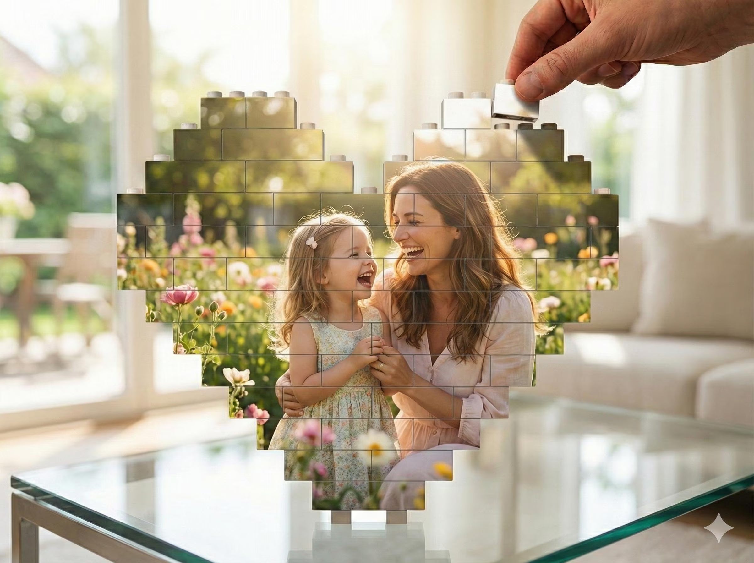 Heart photo brick puzzle detail